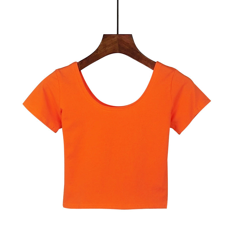 Tight navel-baring short-sleeved women&