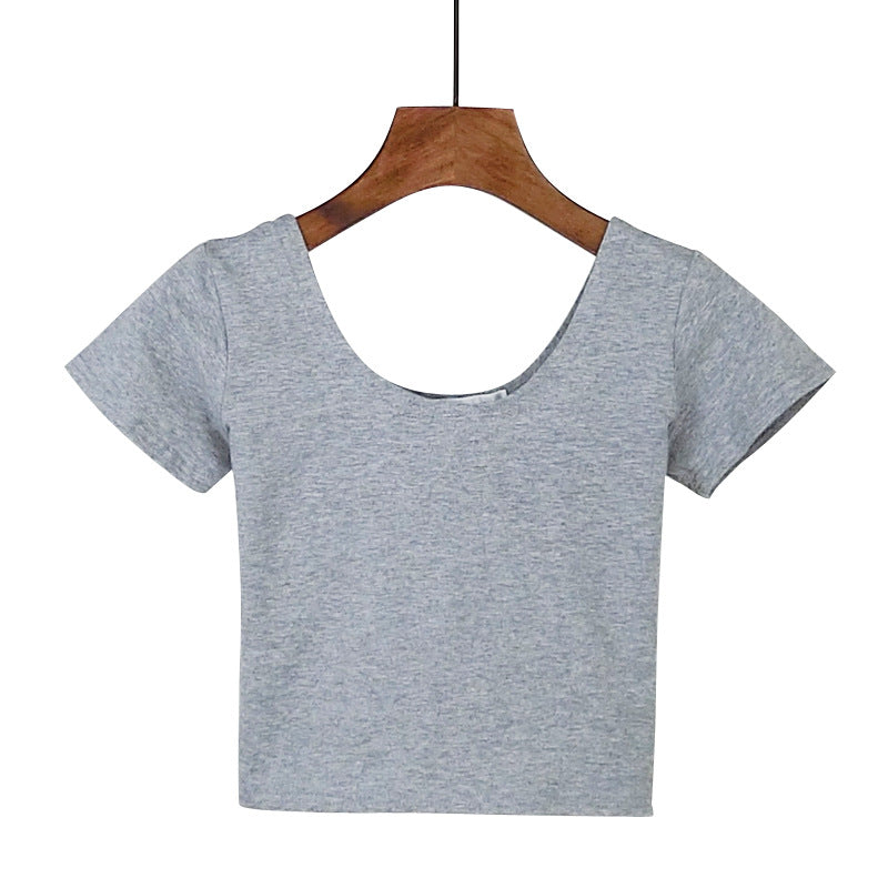 Tight navel-baring short-sleeved women&