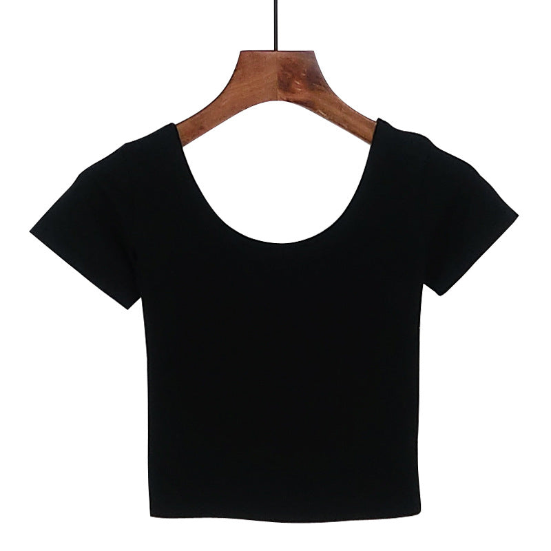 Tight navel-baring short-sleeved women&