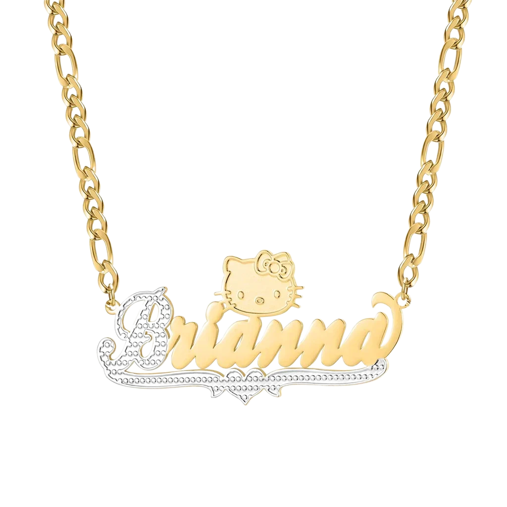 cut cat name necklace 14 karat gold name plates