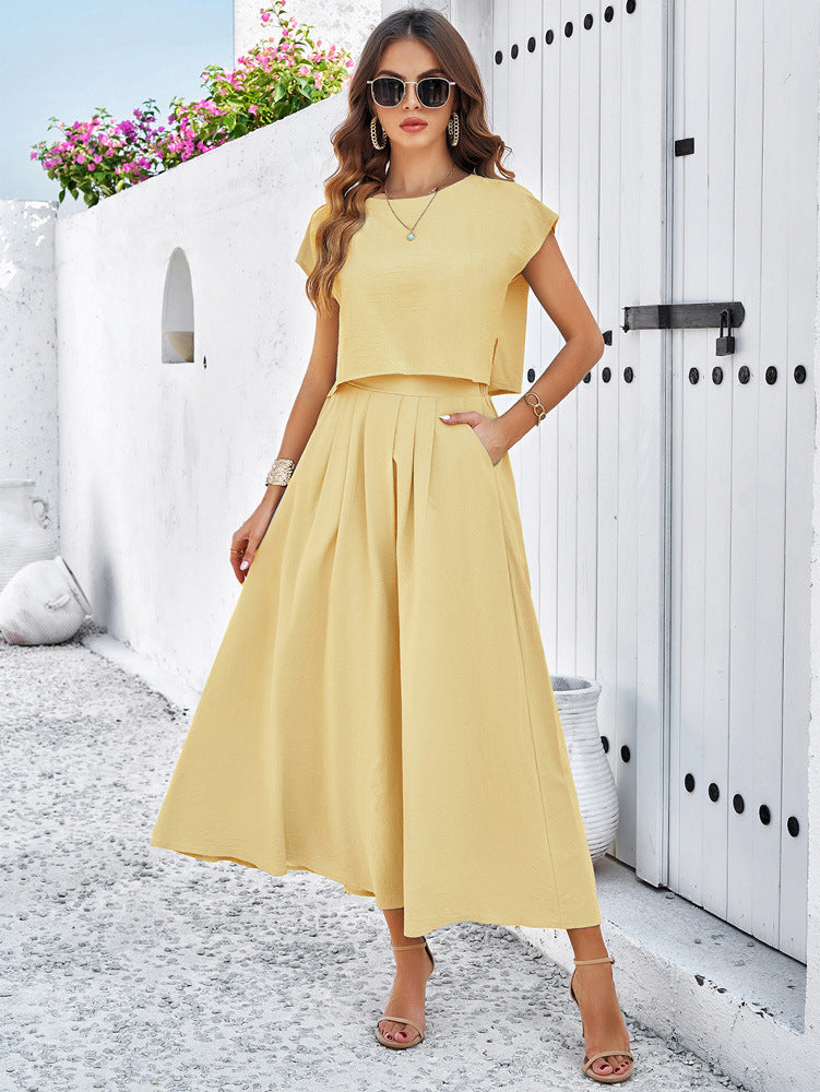 Casual solid color vest dress