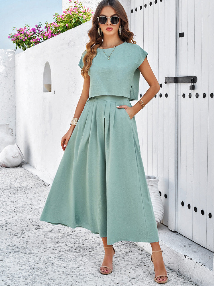 Casual solid color vest dress