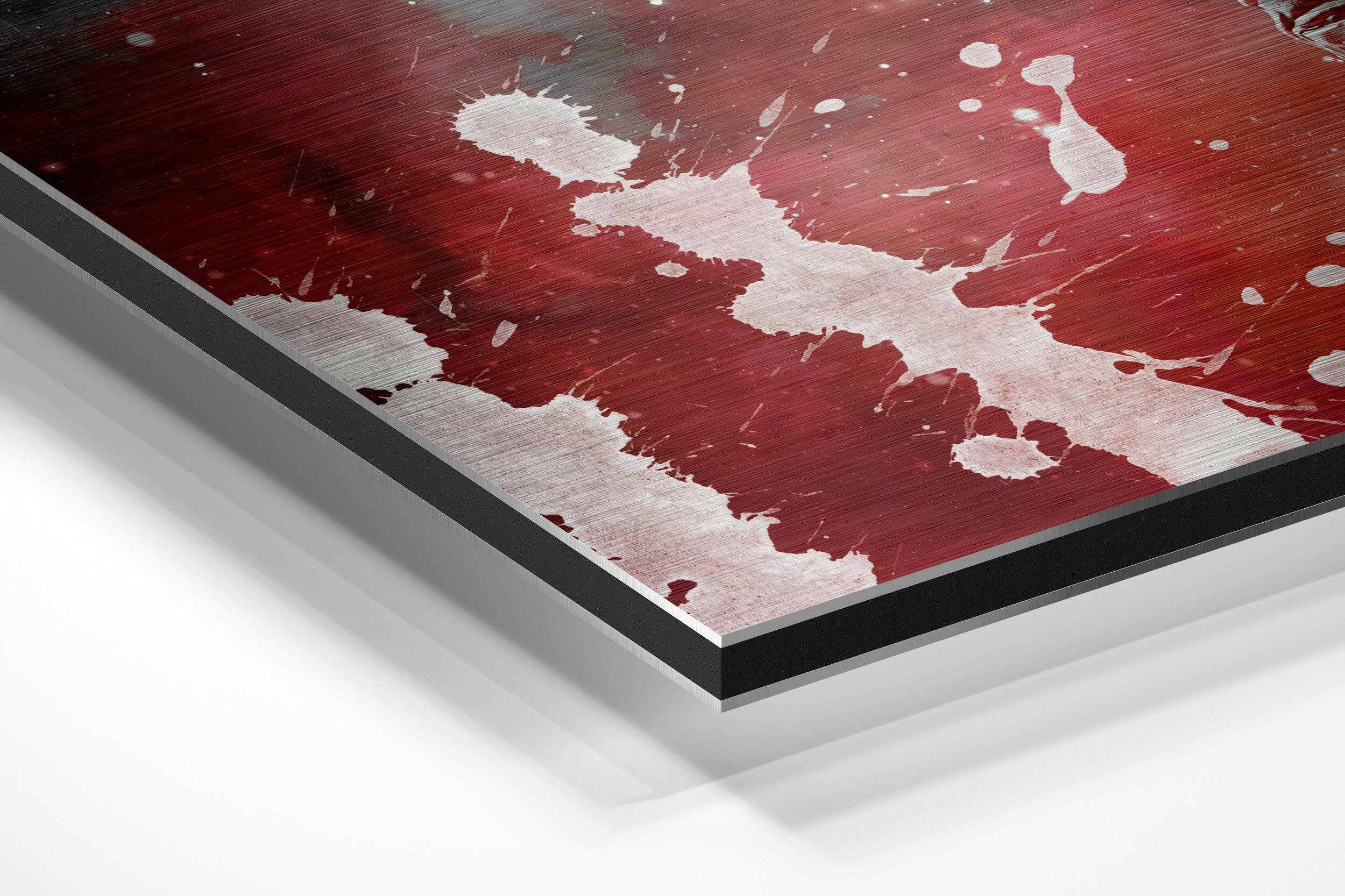 Astronaut In Red Smoke Brushed Aluminium Dibond Wall Art