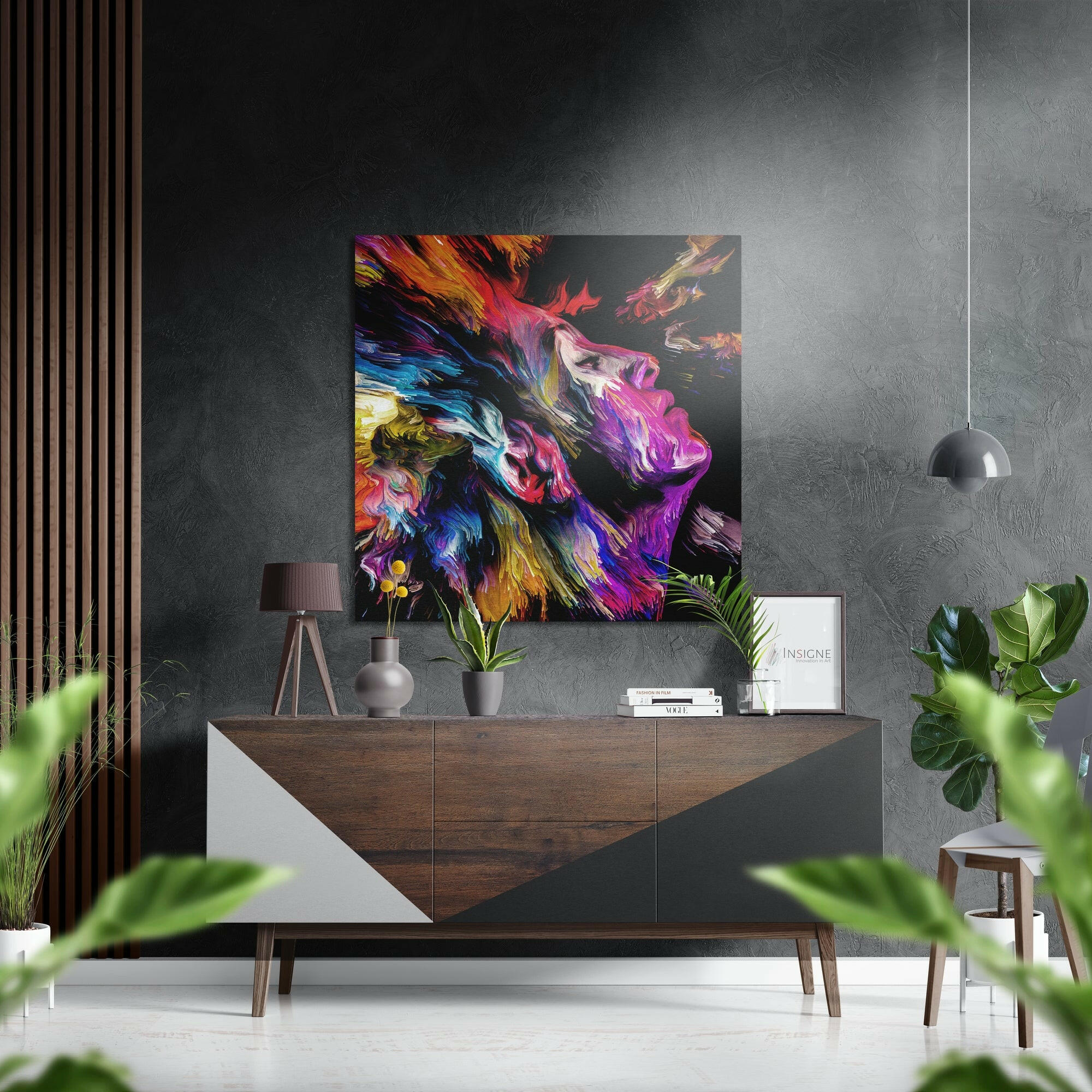 Neon Paint Splash Singing Profile Brushed Aluminium Dibond Wall Art