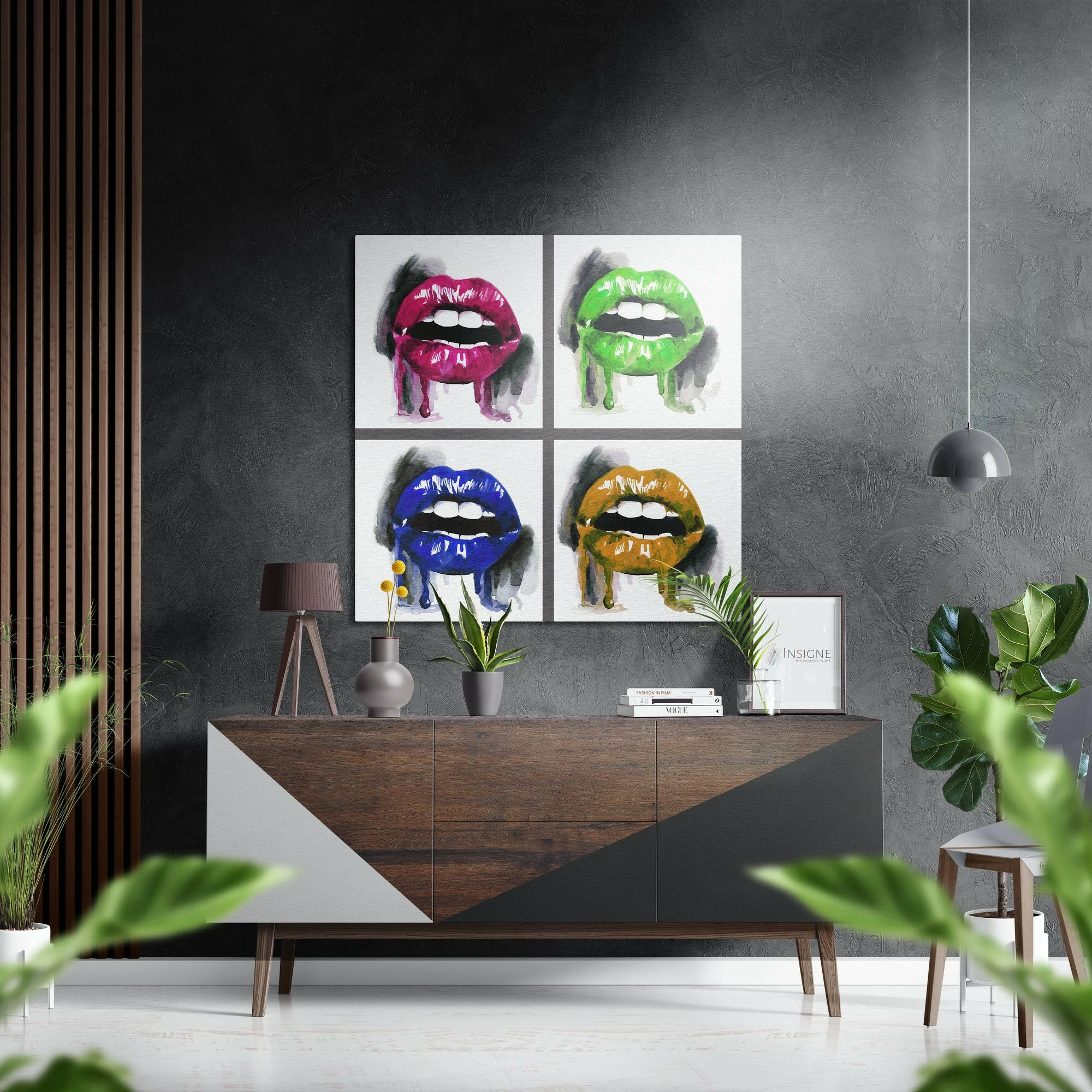Lips Brushed Aluminium Dibond Wall Art