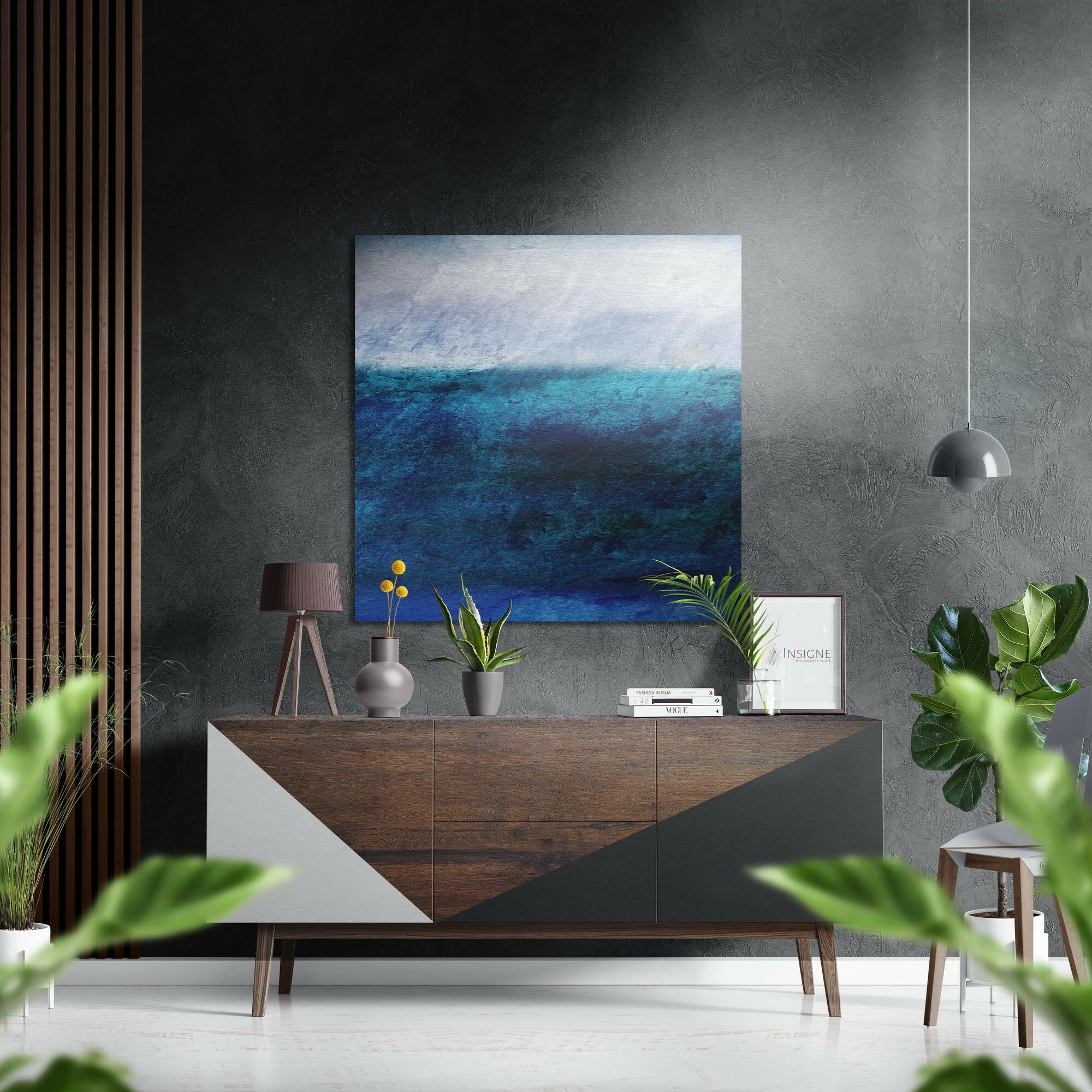 Blue Cascades Brushed Aluminium Dibond Wall Art