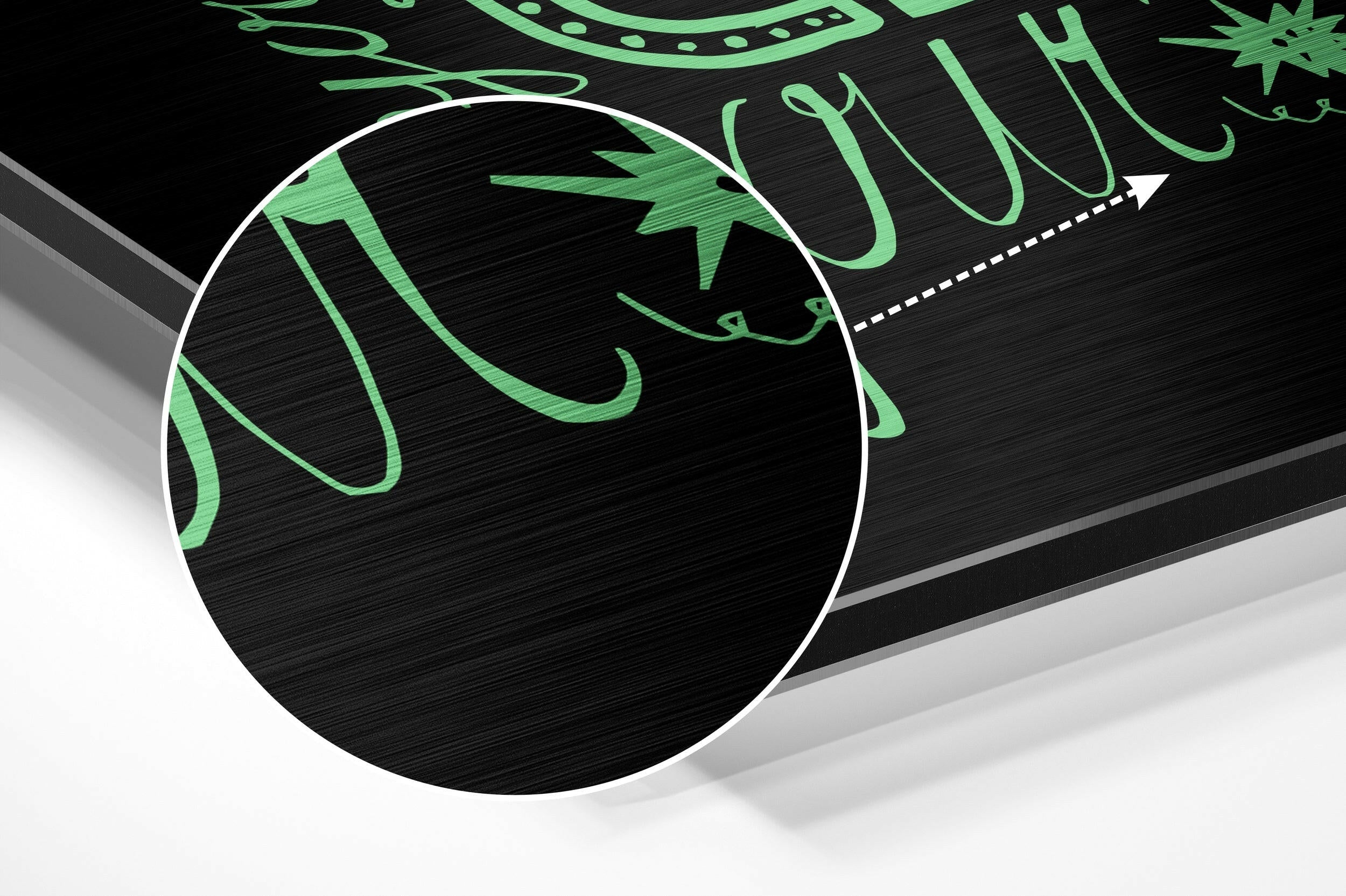 Green Hand Lettered Change Quote on Black Brushed Aluminium Dibond Wall Art