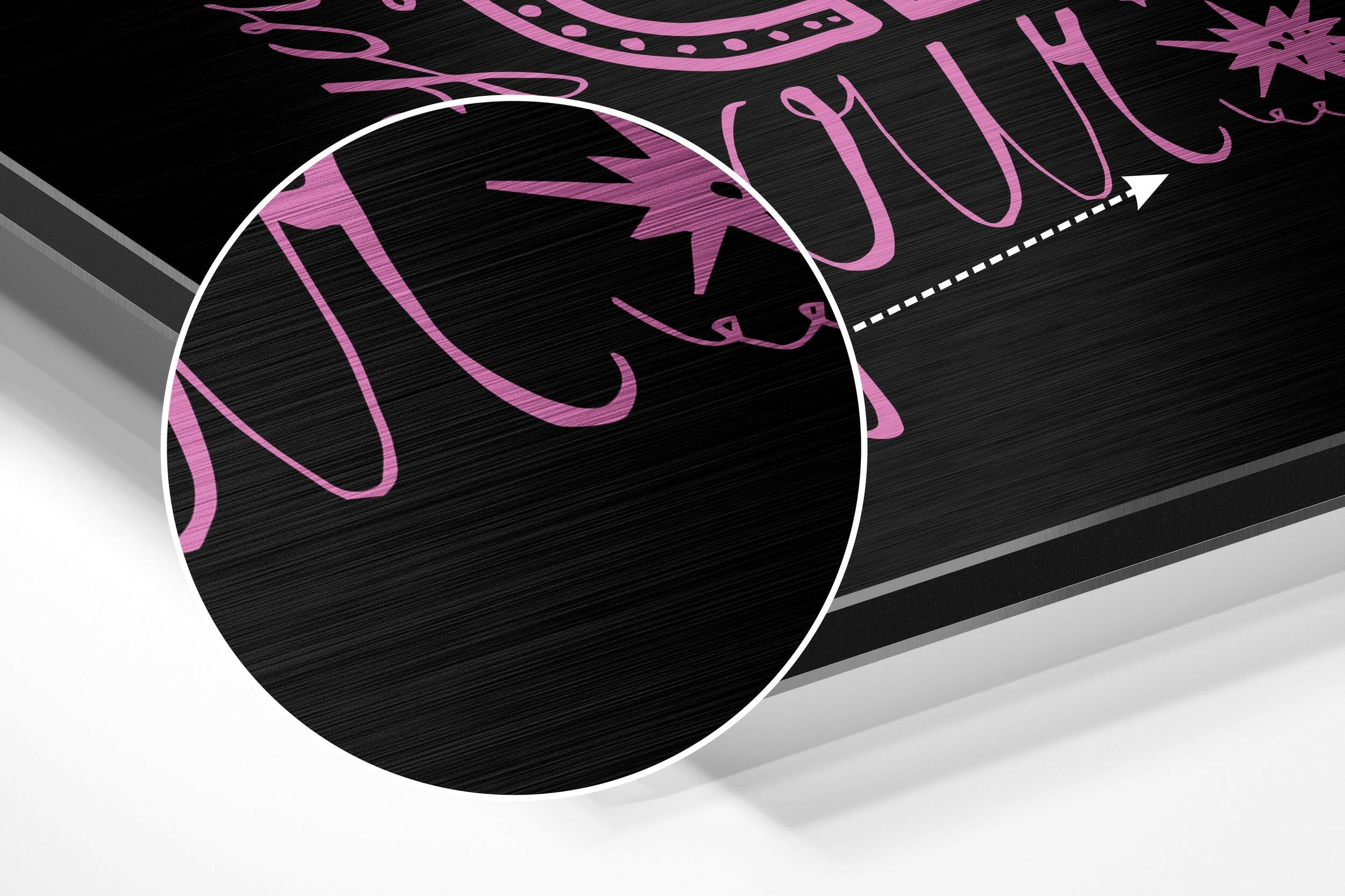Pink Hand Lettered Change Quote on Black Brushed Aluminium Dibond Wall Art