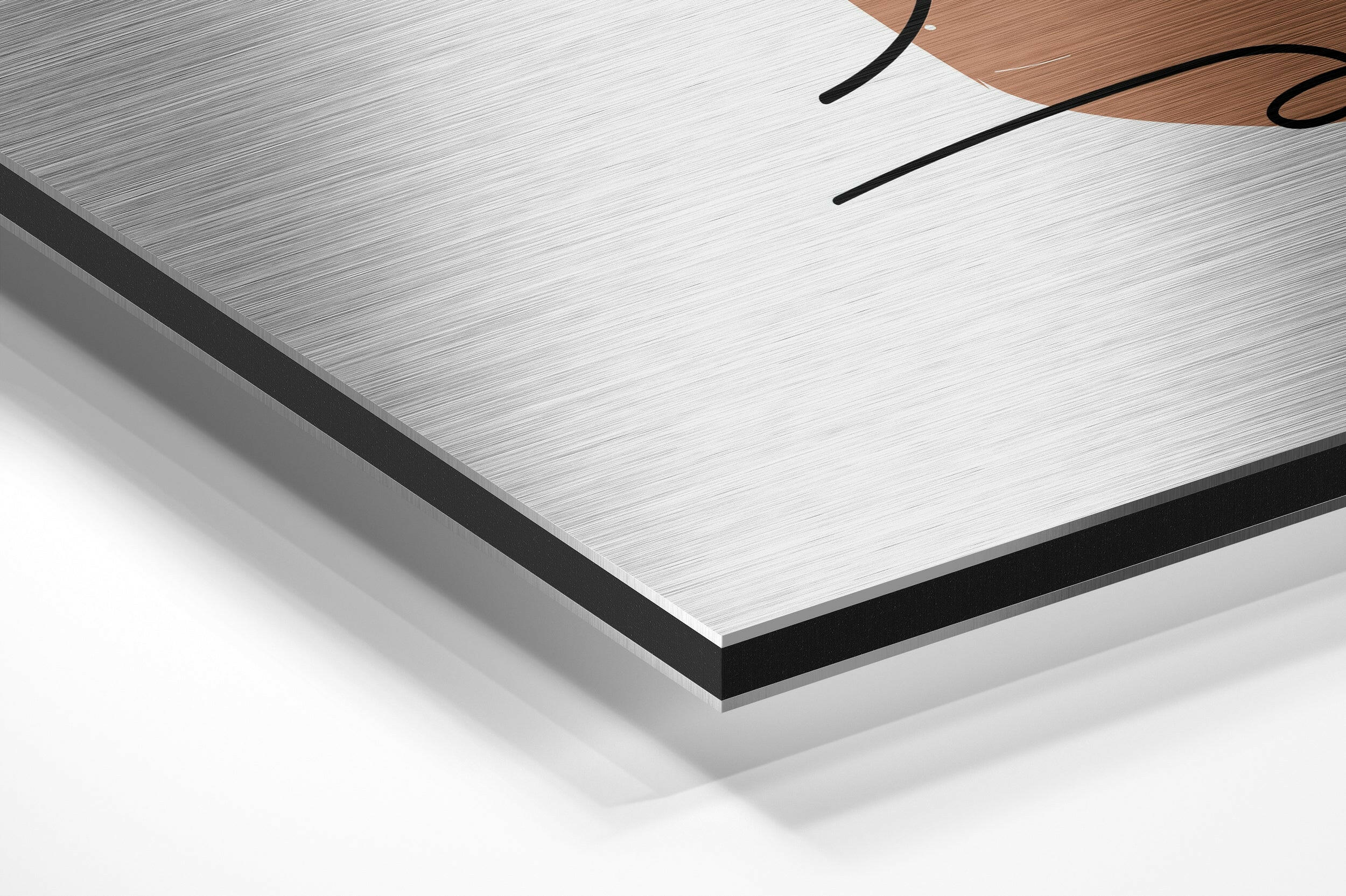 Line Face With Pastel Shapes Brushed Aluminium Dibond Wall Art