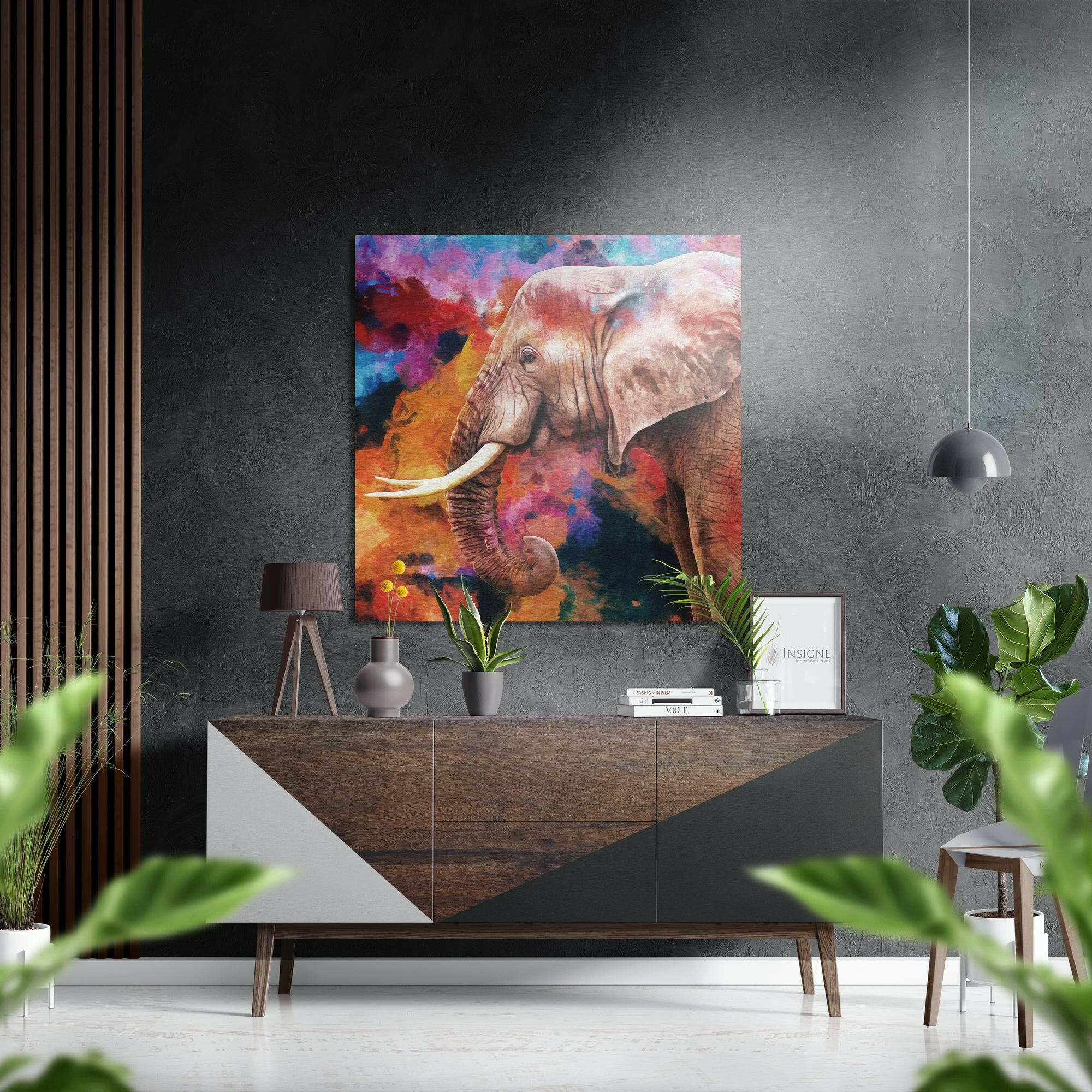 Colorful Splash Elephant Brushed Aluminium Dibond Wall Art
