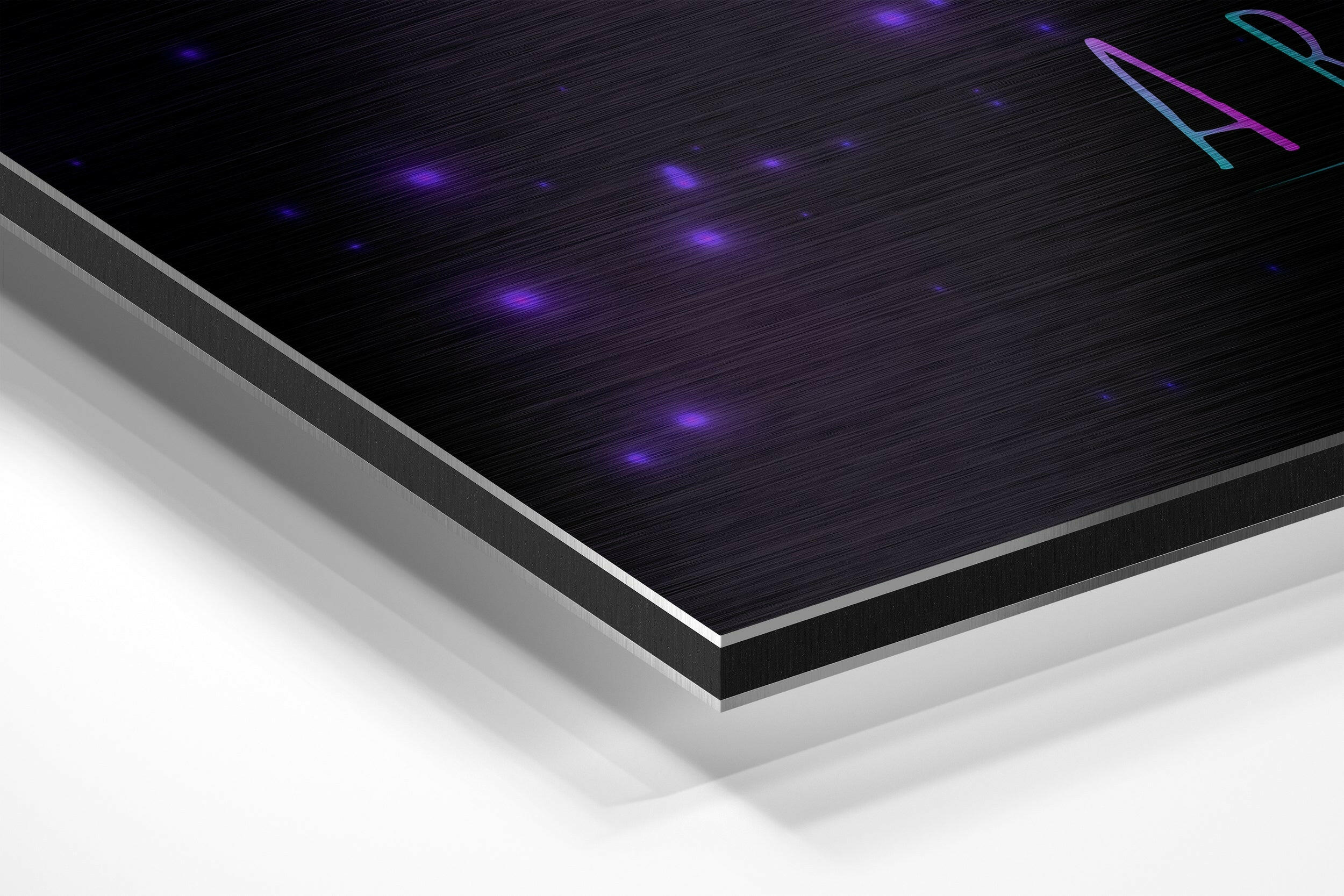 Violet Cyan Gradient Aries Star Sign Brushed Aluminium Dibond Wall Art