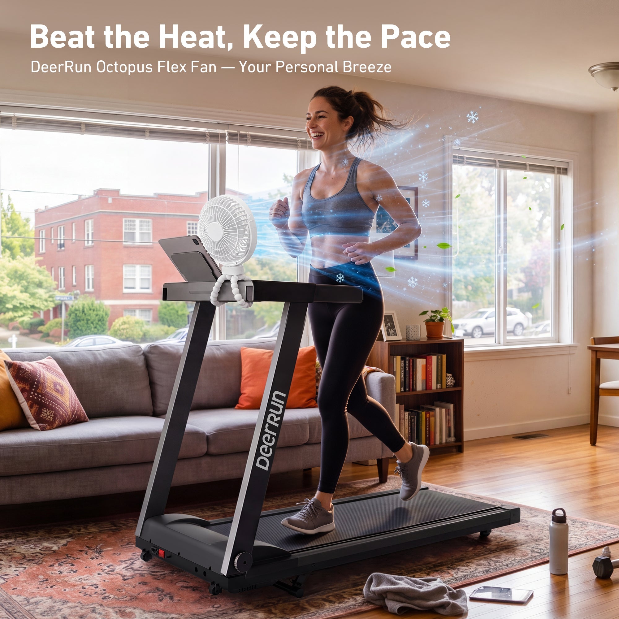 DeerRun All-New 2026 A1 Pro Move+ Smart Foldable Treadmill with 6% Incline & NFC | 350 lbs, 10 mph, Black