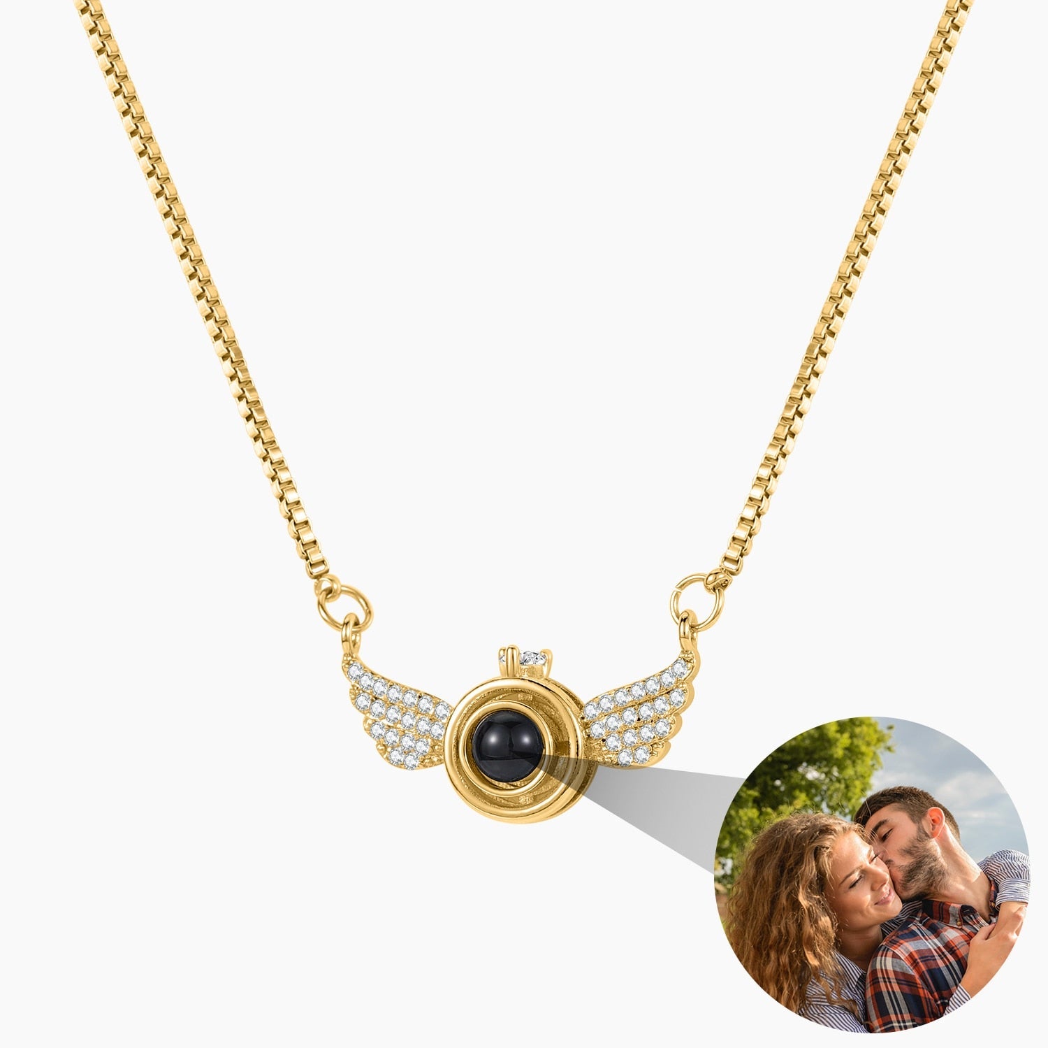 New Personalized Angel Wing Pendant Custom Photo Projection Necklace