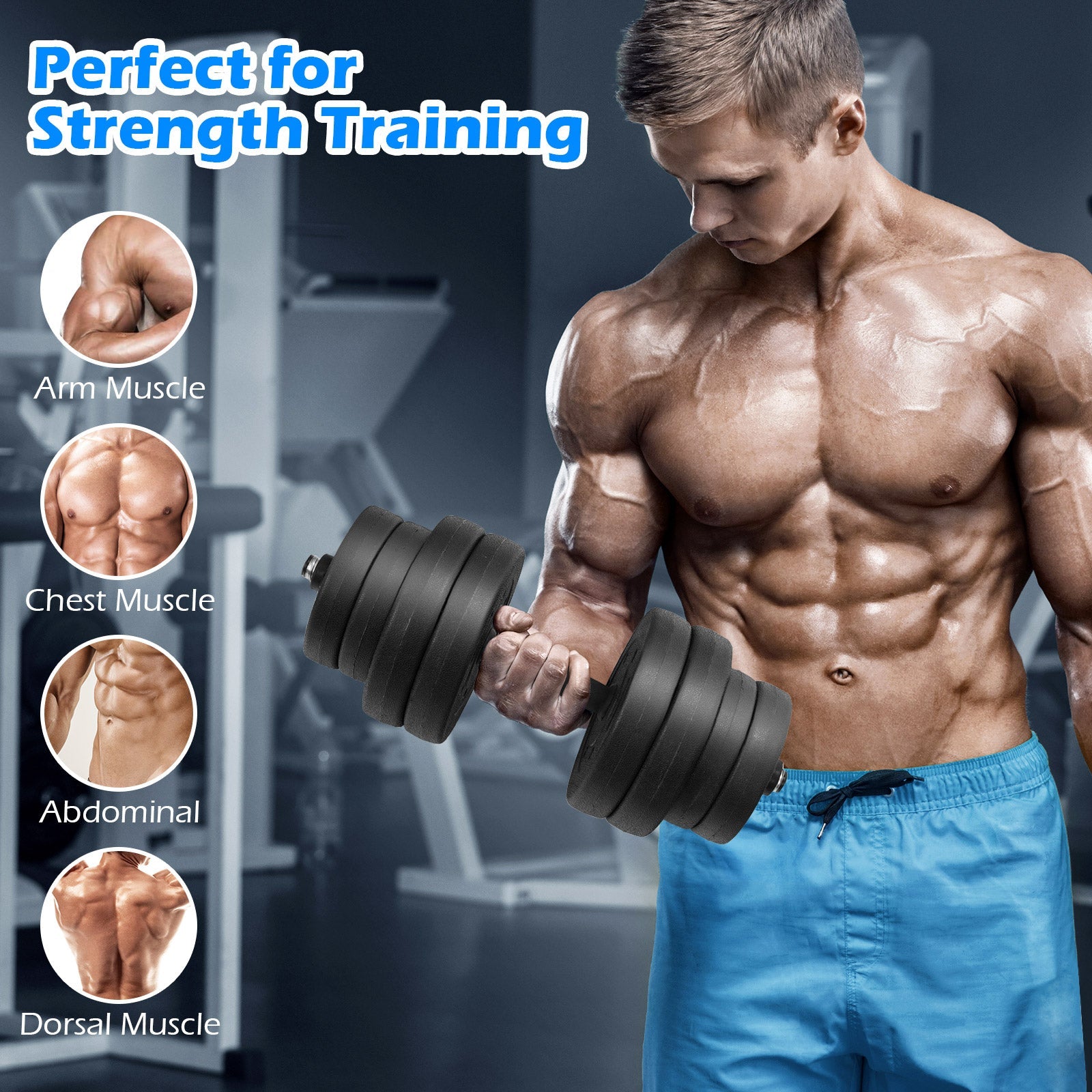 Adjustable Dumbbells 66 LBS Free Weights with Connectors for Home Gym Fitness Workout