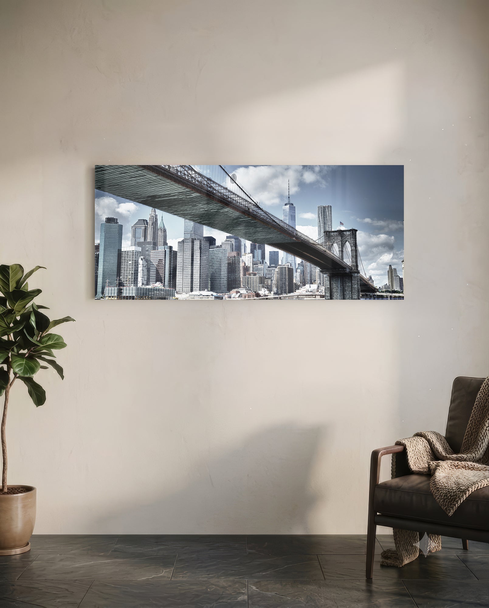 Brooklyn Bridge Glass Wall Art (36"x14")