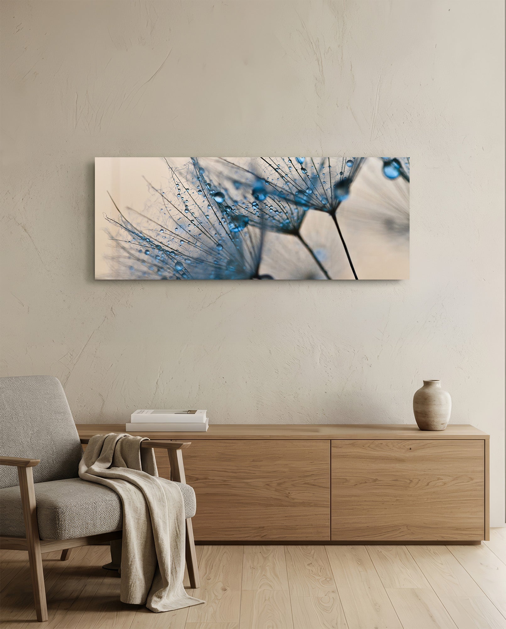Macro Dandelion Glass Wall Art (36"x14")