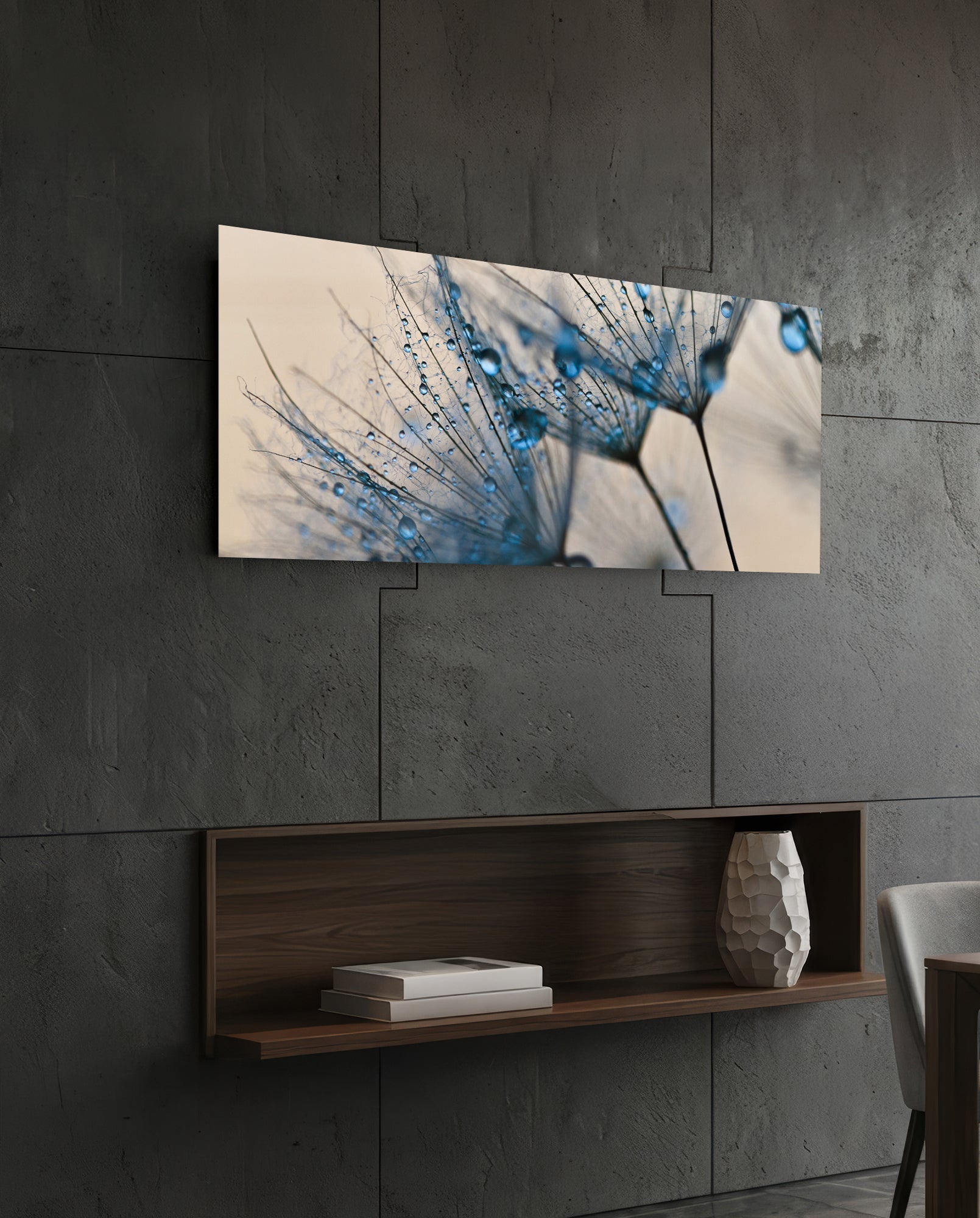 Macro Dandelion Glass Wall Art (36"x14")