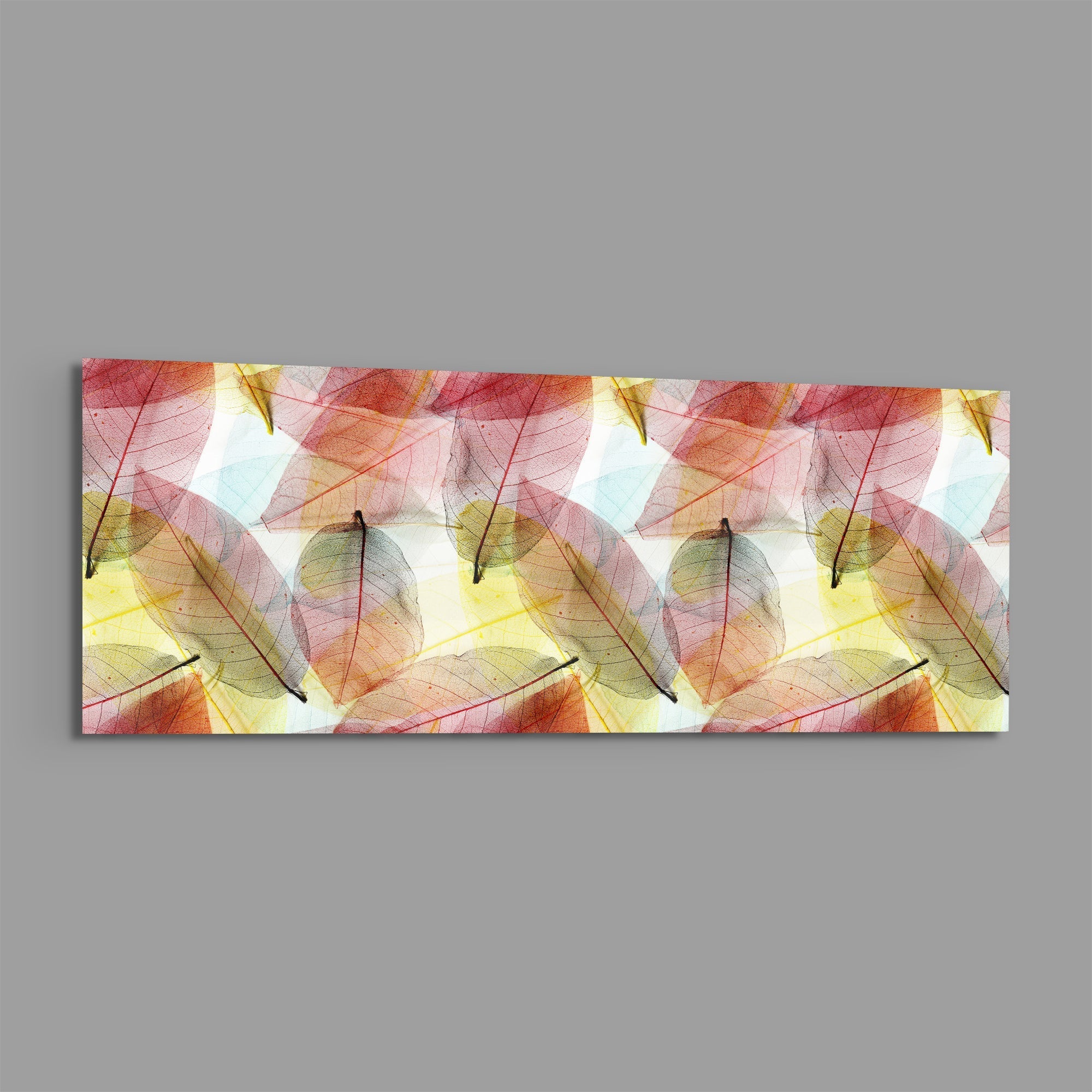Colored Leaves Glass Wall Art (36"x14")