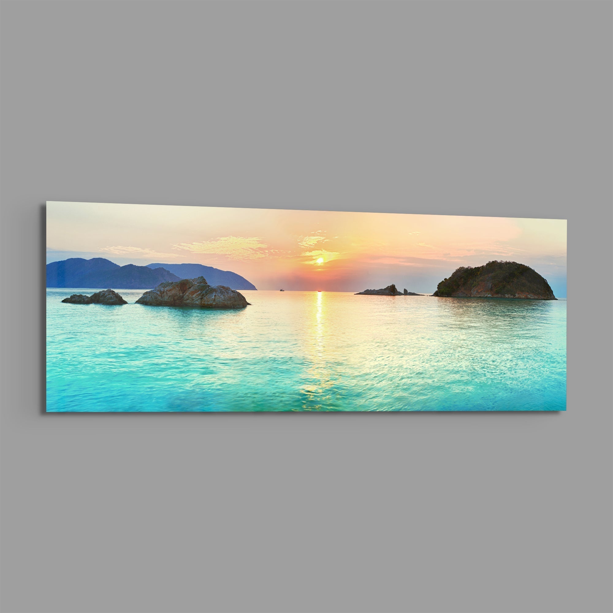 Turquoise Bay Islets Sea Glass Wall Art