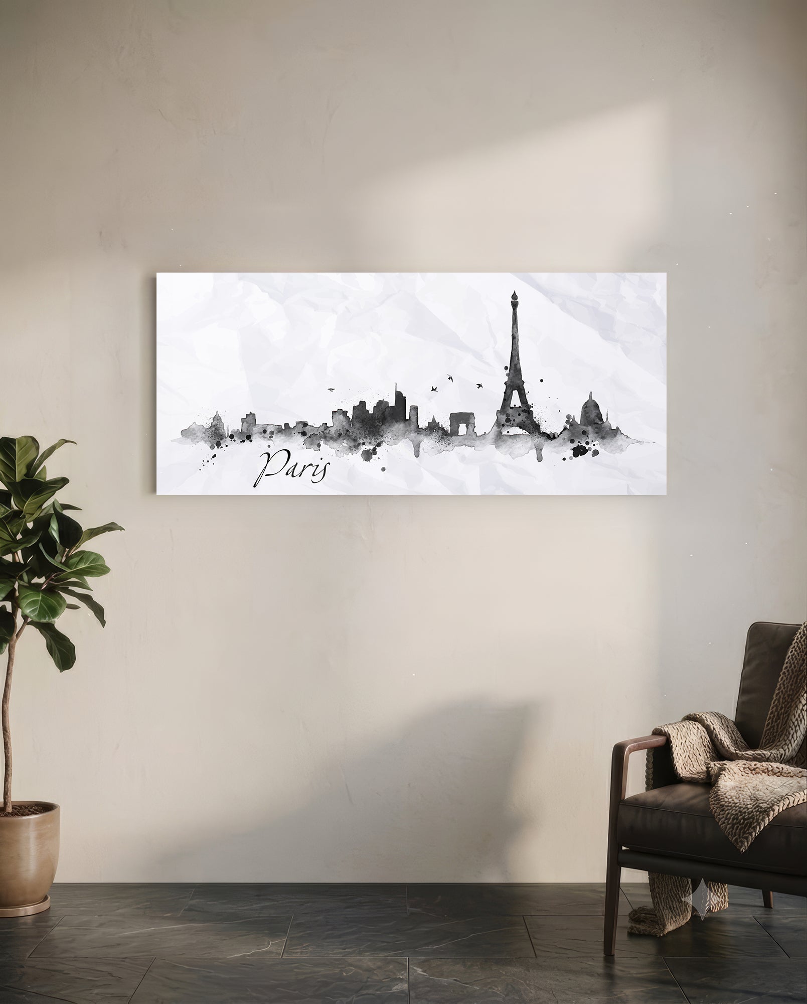 Paris Glass Wall Art (36"x14")