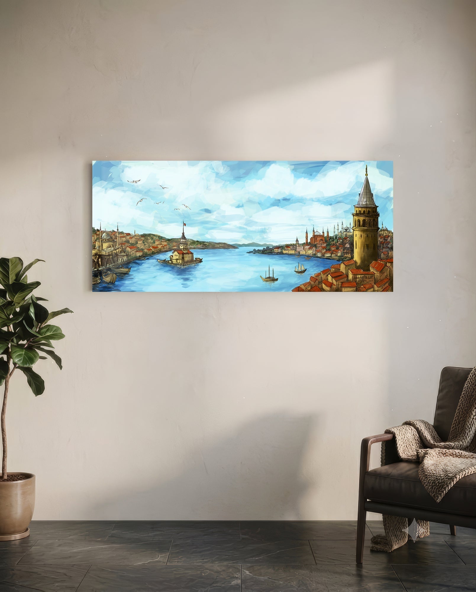 Old Istanbul Glass Wall Art (36"x14")