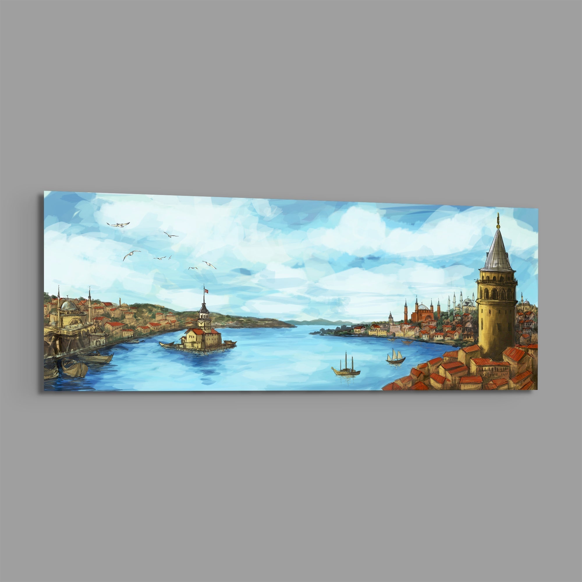 Old Istanbul Glass Wall Art (36"x14")