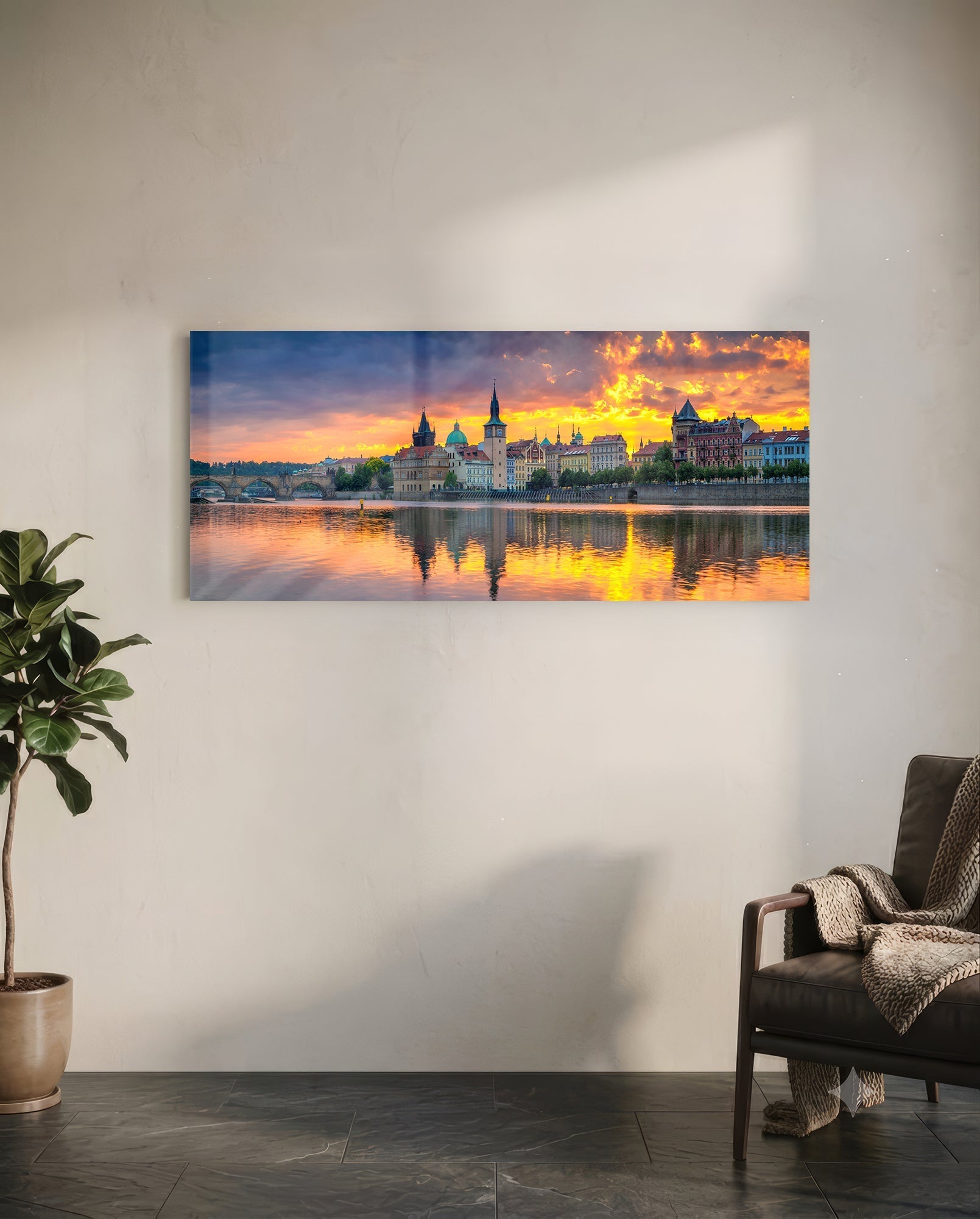 Prague Glass Wall Art (36"x14")