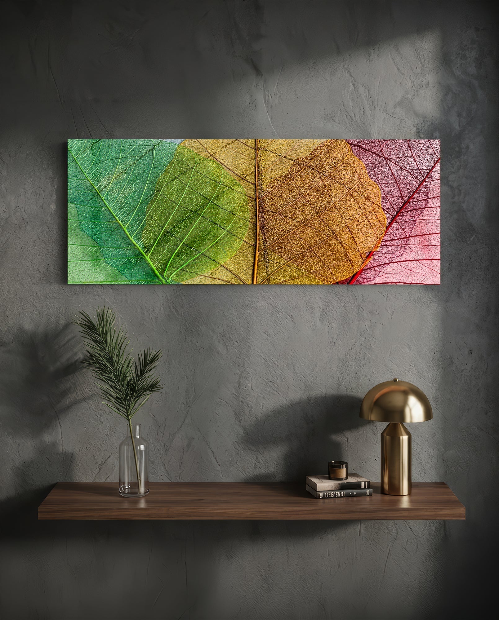 Leaves Glass Wall Art (36"x14")