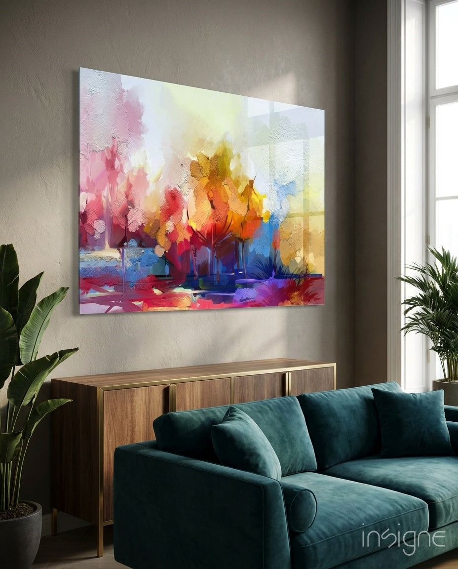 Abstract Trees Glass Wall Art