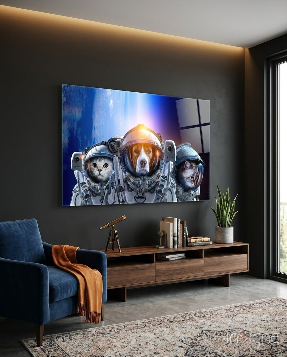 Space Team Glass Wall Art