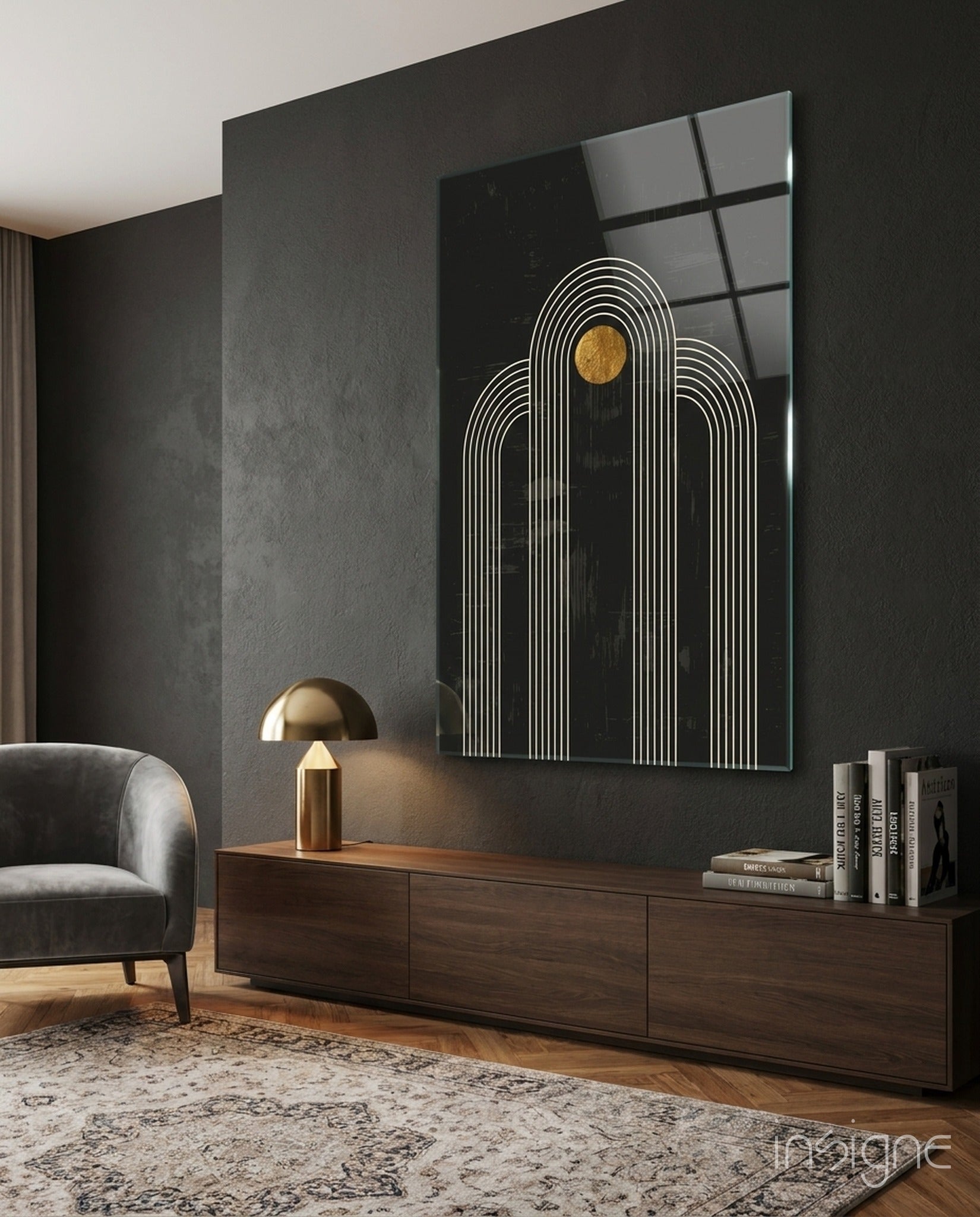 The Dot and Lines Glass Wall Art