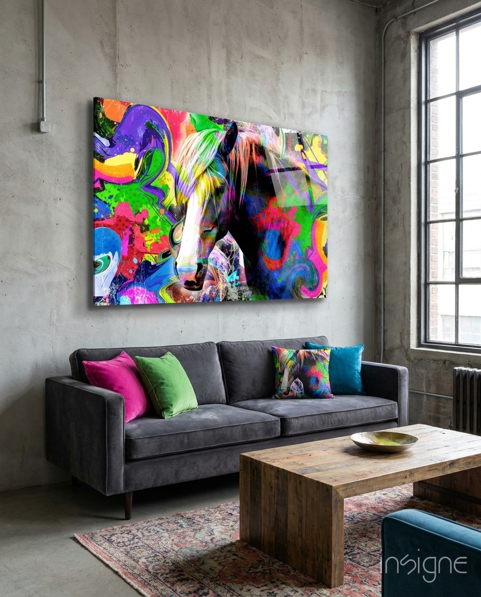 Colored Horse Glass Wall Art