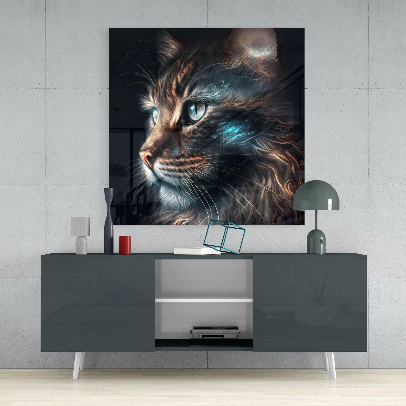 Cat Glass Wall Art || Designers Collection