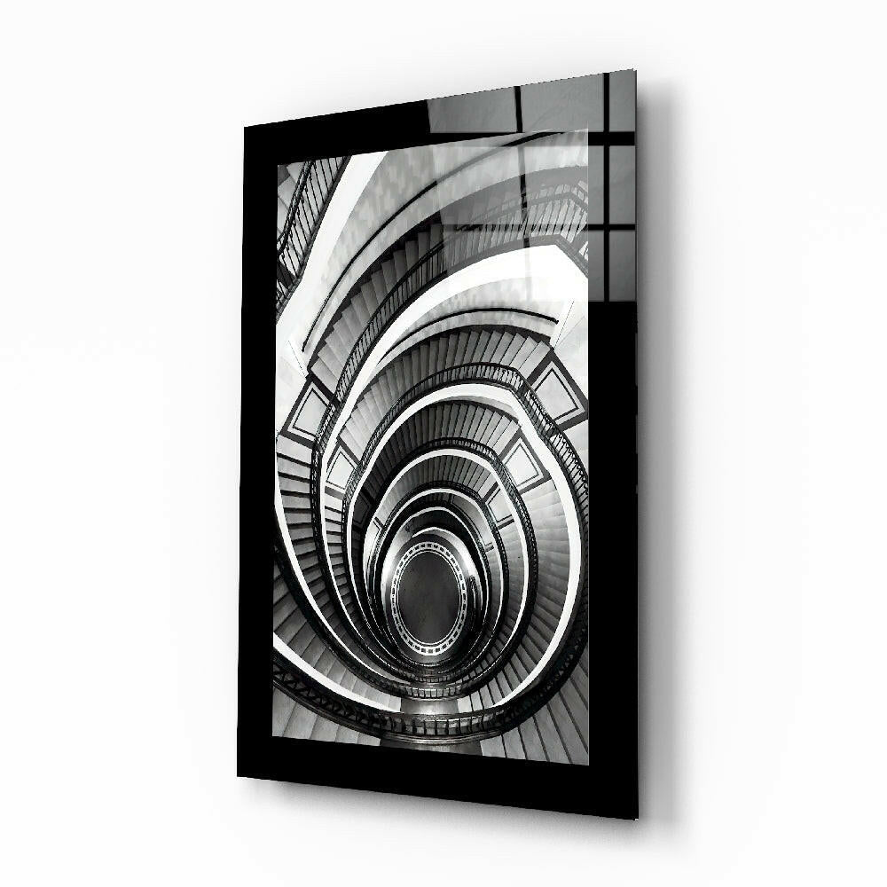 Spiral Staircase Looking Down Glass Wall Art