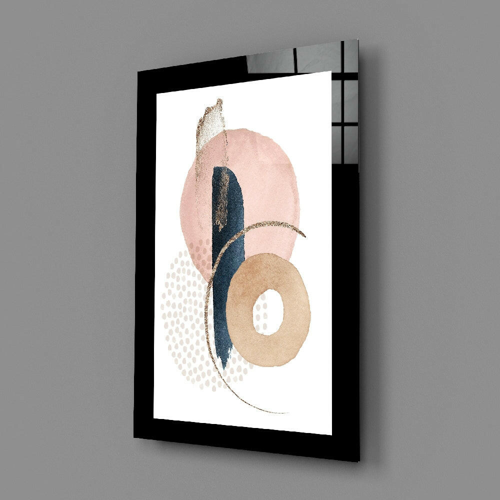 Pink Circle And Tan Ring Glass Wall Art