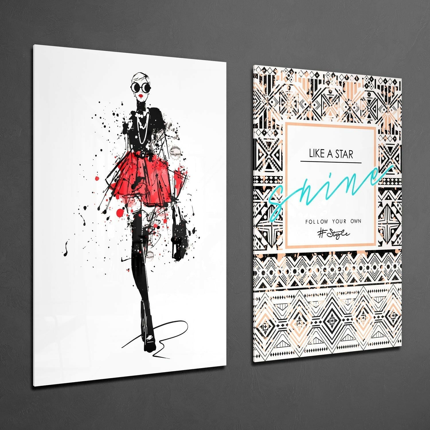 Follow Your Own Style 2 Pieces Combine Glass Wall Art