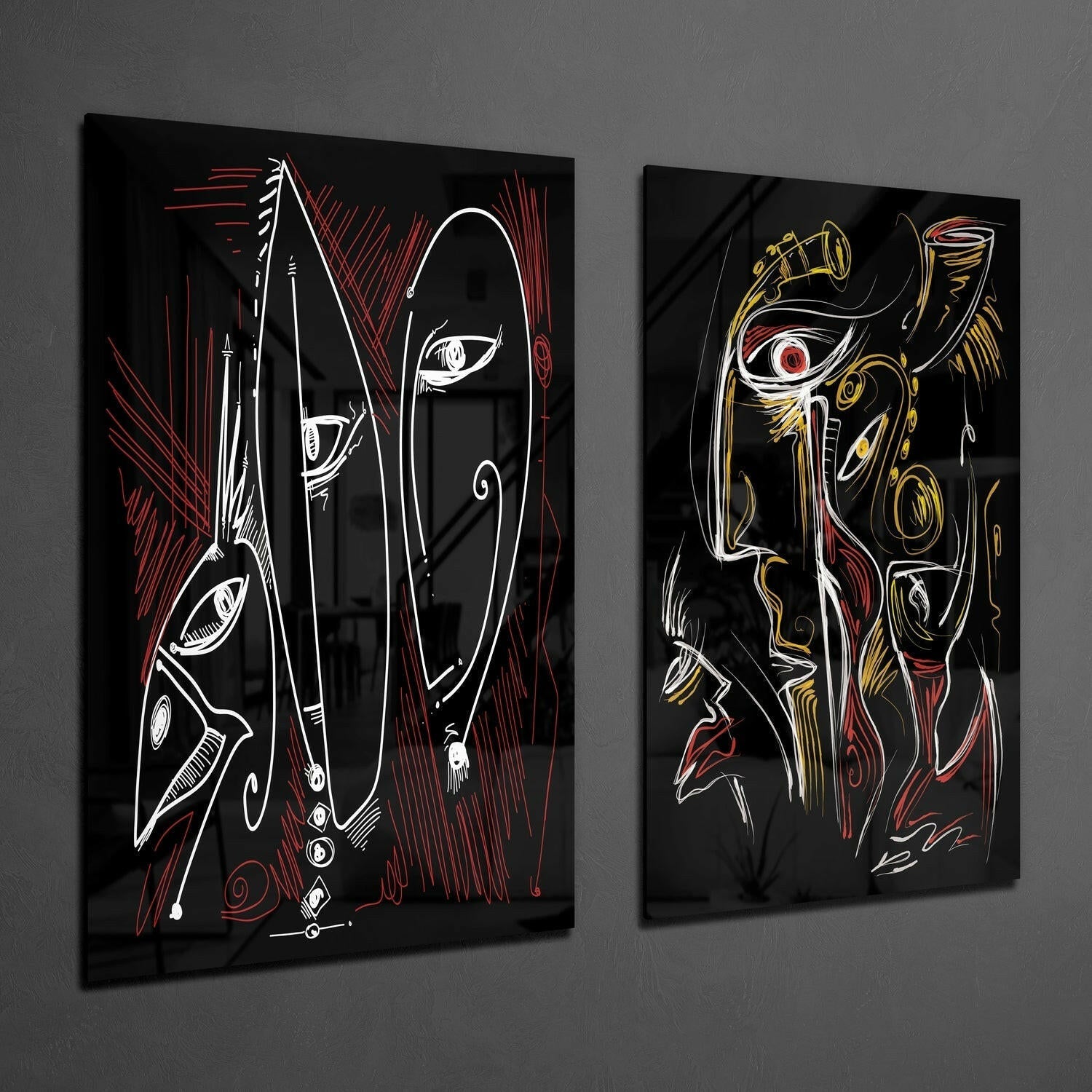 The Style of Cubism 2 Pieces Combine Glass Wall Art