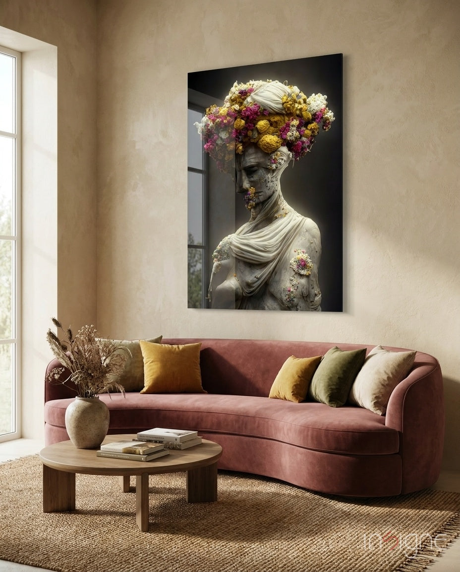 Abandoned Statue Glass Wall Art || Designer Collection