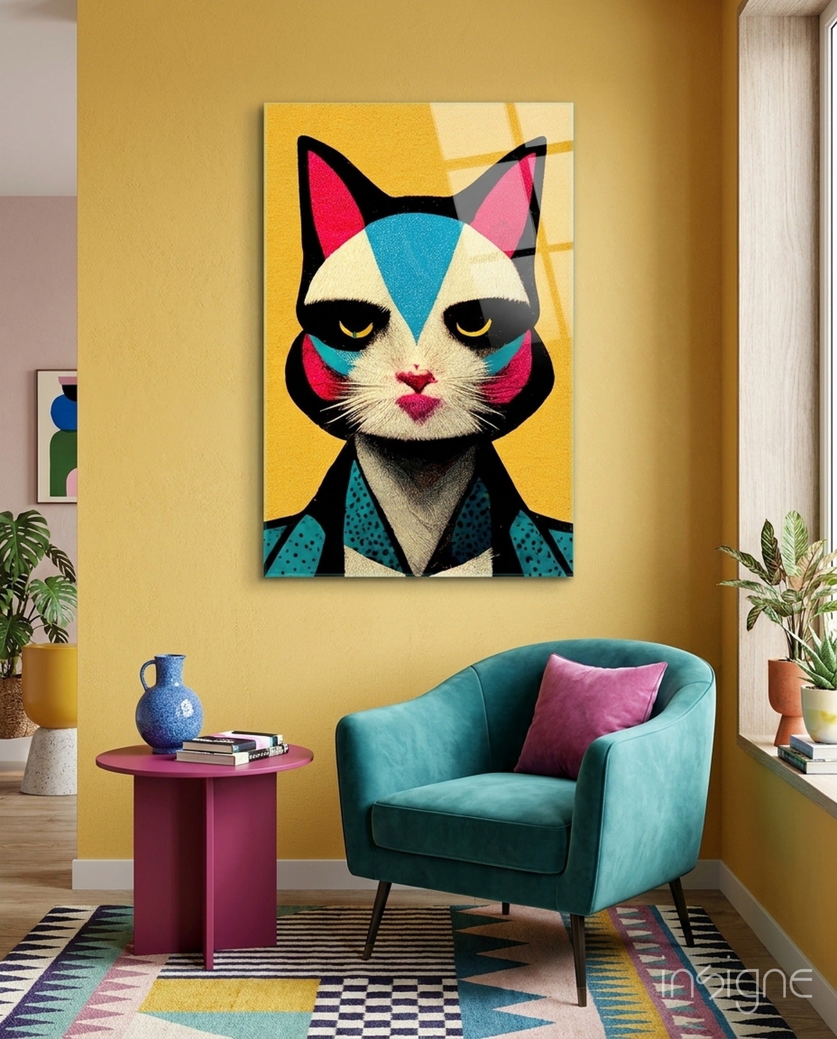 The Cat Glass Wall Art || Designer Collection