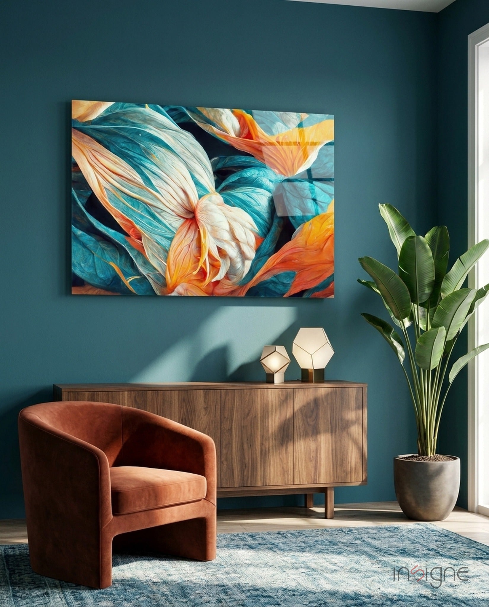 Flowerish Glass Wall Art || Designer Collection