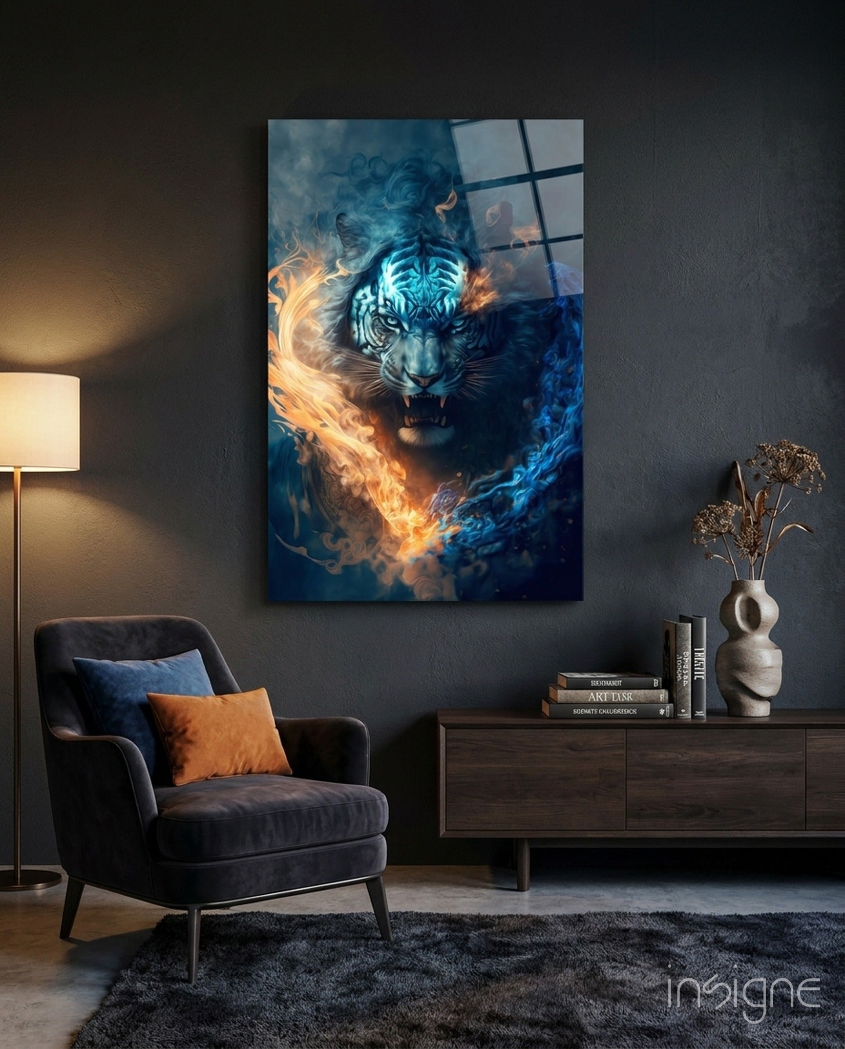 Flaming Anger Glass Wall Art || Designer Collection