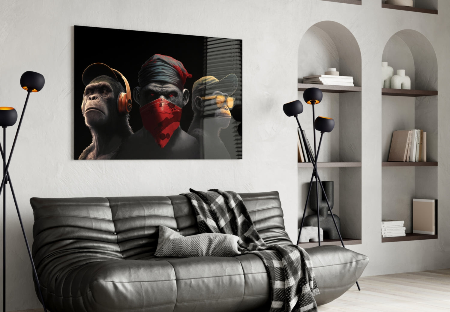 3 Wise Monkey Glass Wall Art || Designer Collection