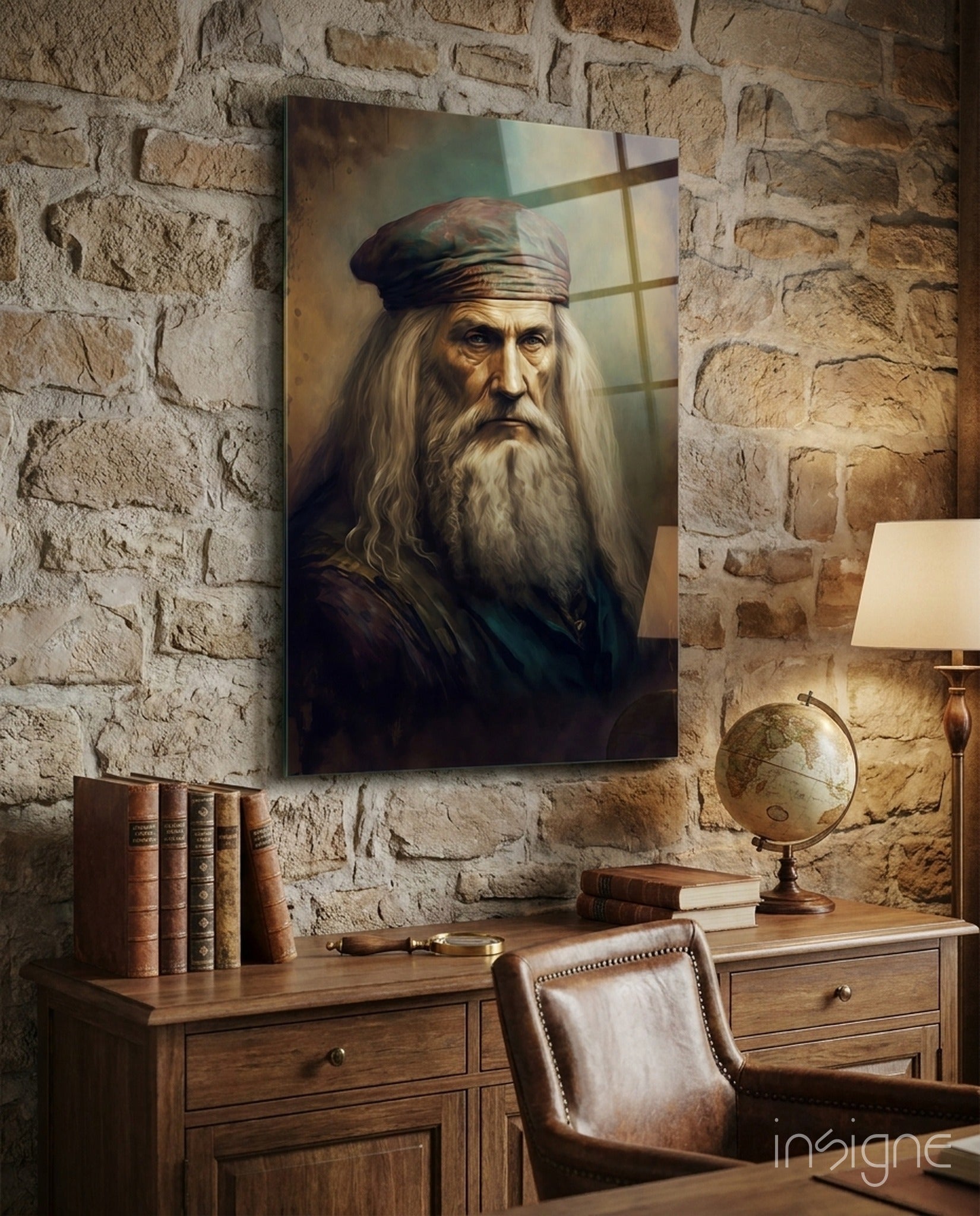Leonardo da Vinci Glass Wall Art || Designer Collection
