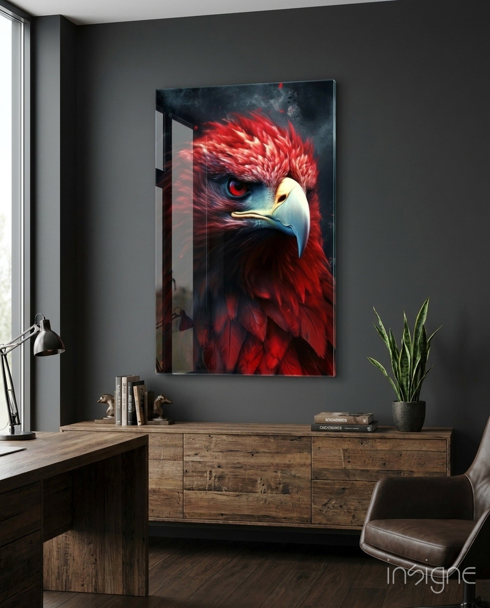 Red Eagle Glass Wall Art|| Designer&
