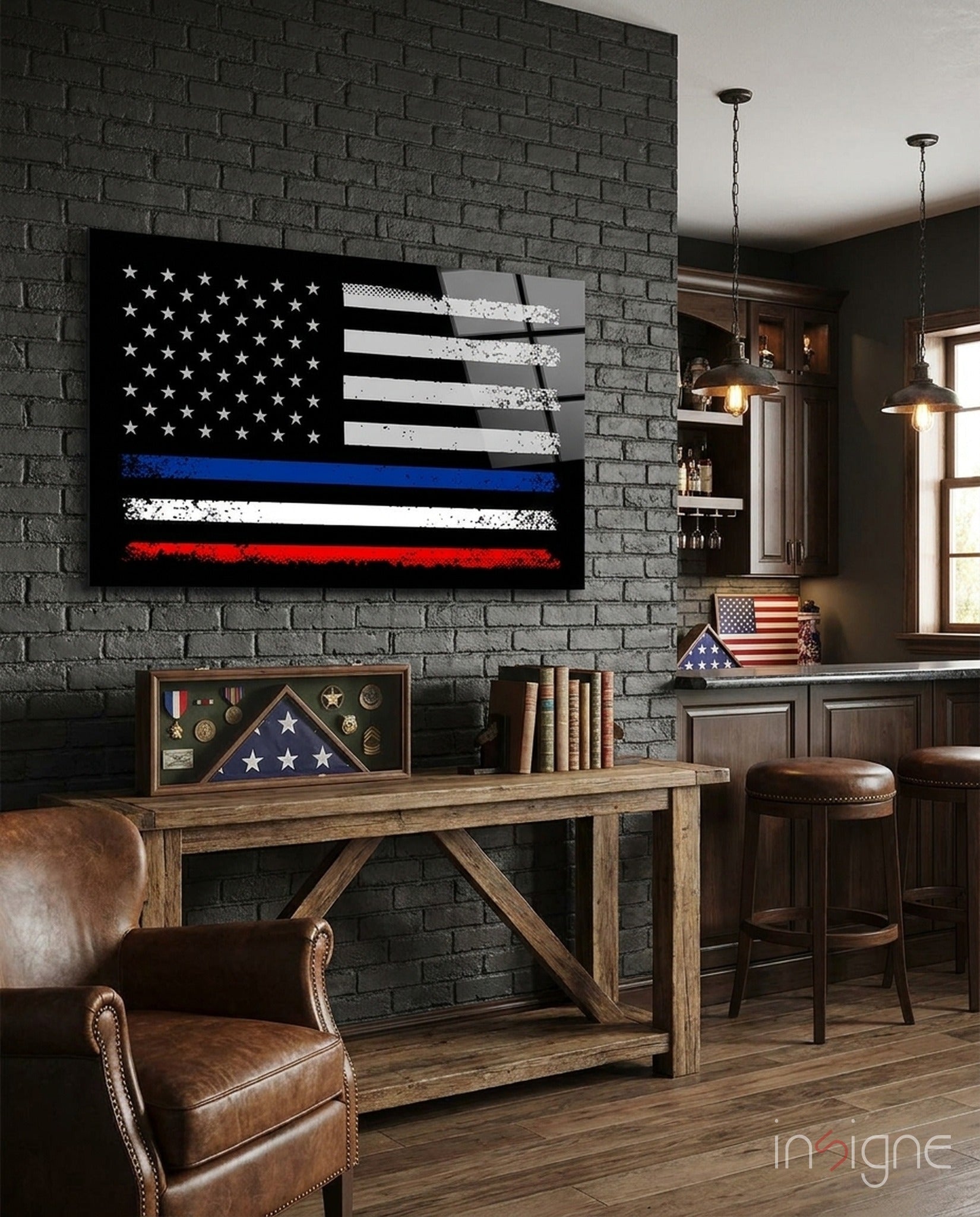 USA-France Flag Glass Wall Art || Designer Collection