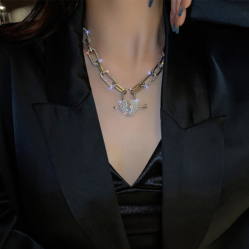 Metal Love Heart Cupid Pendants Female Clavicle Chain Light Luxury Niche Design Necklace