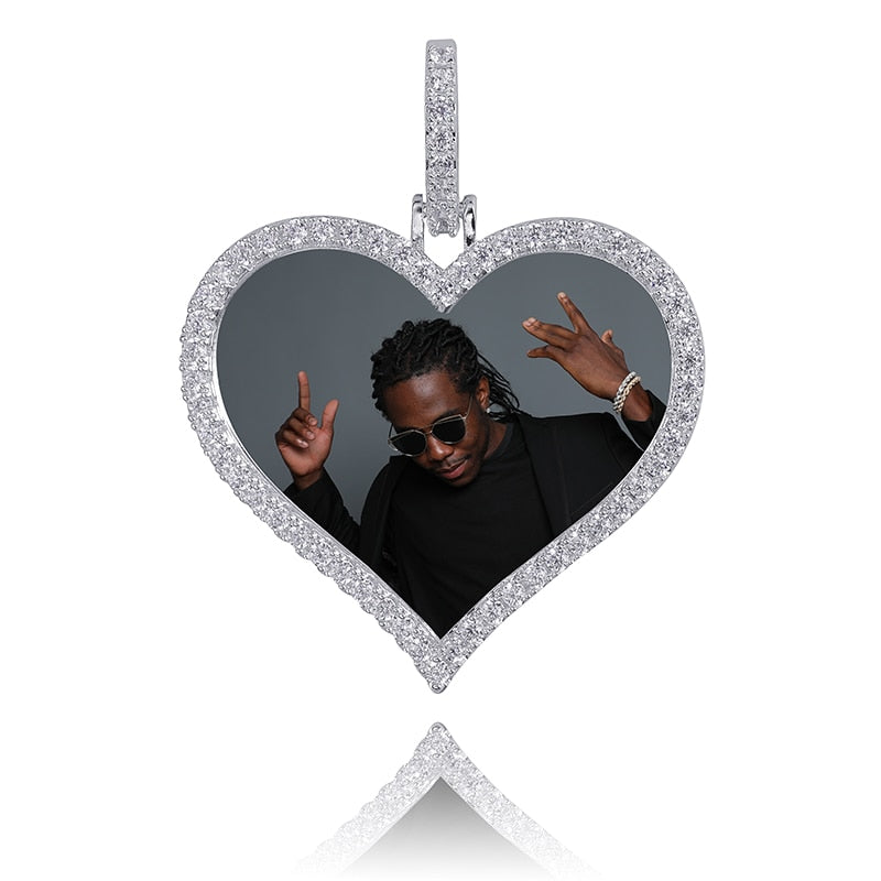Custom Made Photo Heart Medallions Necklace & Pendant Men&