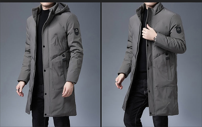 Parkas Jacket Men Longline Windbreaker Coats Clothing