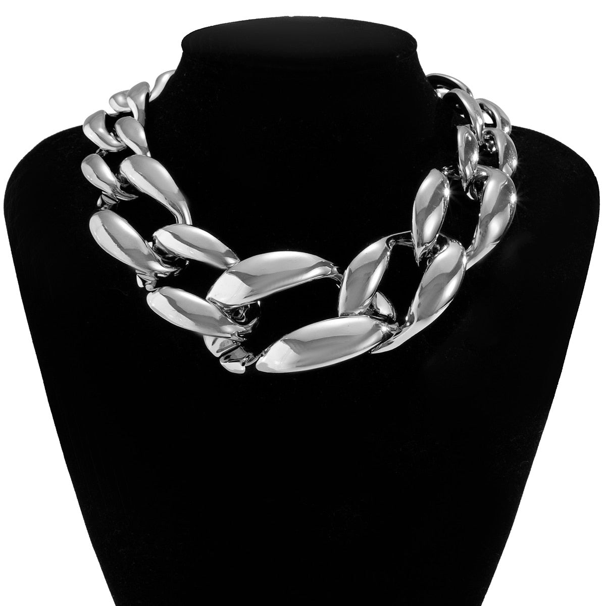 CCB Material Exaggerated Big Choker Necklace Collar for Women Hiphop Chunky Chain Necklace
