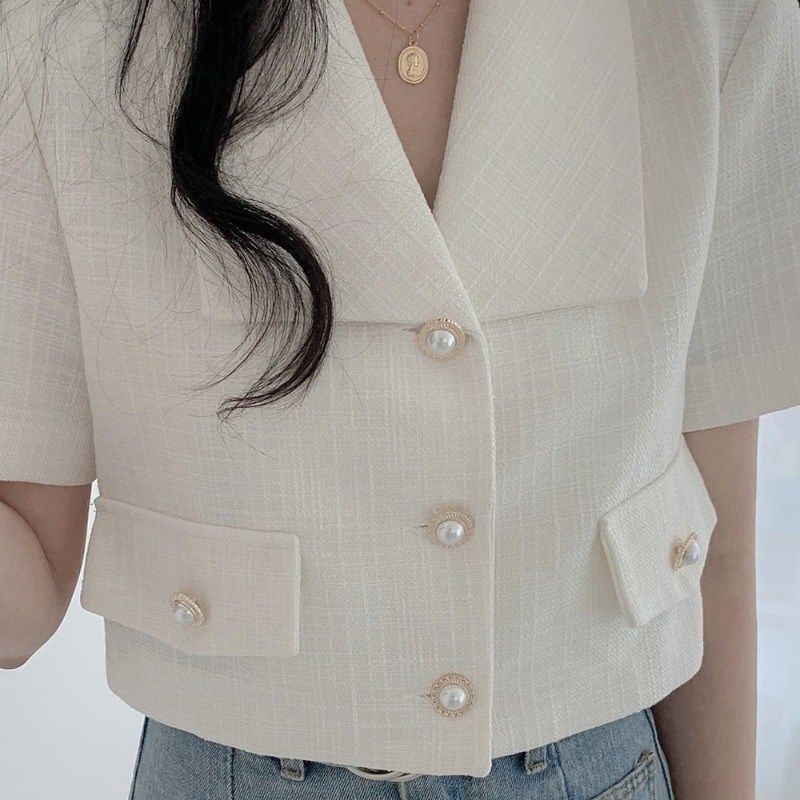 Blazer Short Women 2022 Summer Loose White Jackets Office Ladies